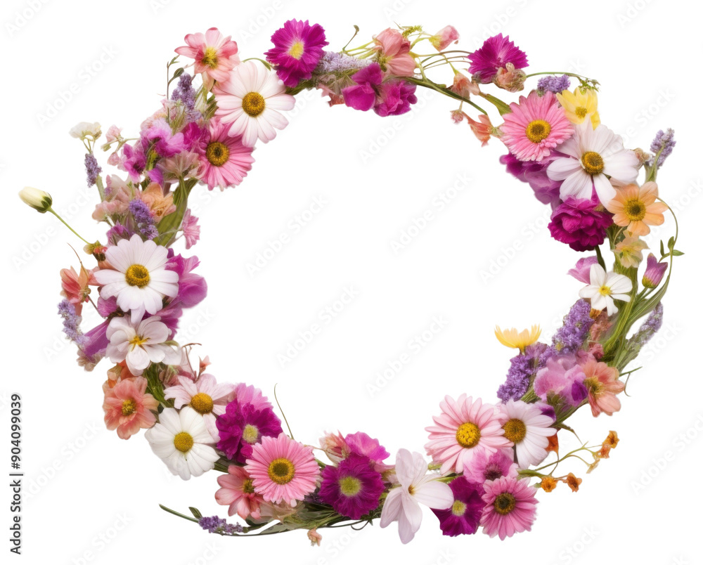 Sticker png floral circle border flower petal plant.