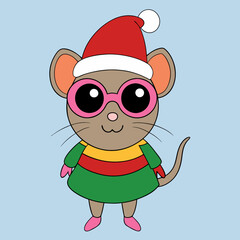 funny cute rat animal coloring dress big eyes vector illustration