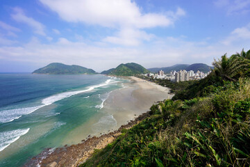 Beautiful view of Praia do Tombo beach in Guaruja, Sao Paulo State, Brazil