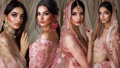 Obraz premium young beautiful indian woman standing together