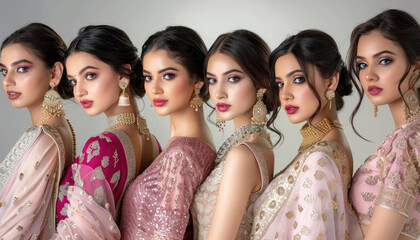 Obraz premium young beautiful indian woman standing together