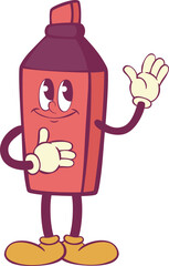 Text marker character retro groovy mascot