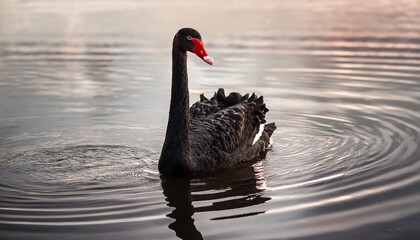 Fototapeta premium Black Swan Serenity: Exploring Natural Tourism on Peaceful Waters