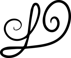Abstract curly calligraphic line. Scribble twist with black contour line. 