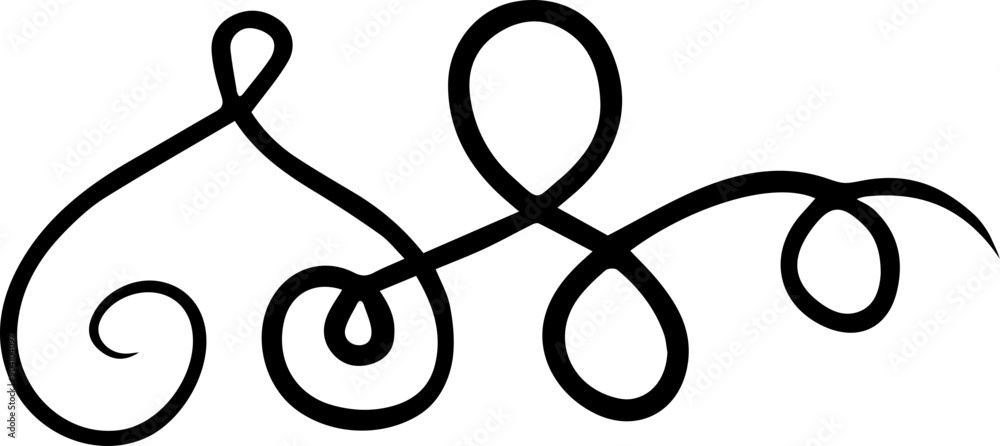 Poster abstract curly calligraphic line. scribble twist with black contour line.
