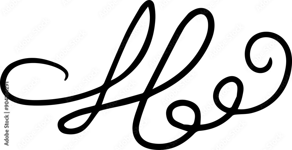 Poster abstract curly calligraphic line. scribble twist with black contour line.