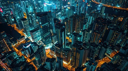Night View of Hong Kong Skyline