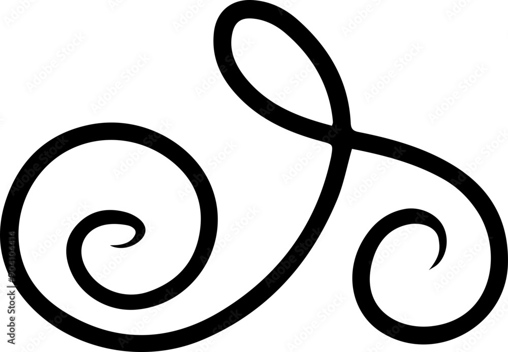 Poster abstract curly calligraphic line. scribble twist with black contour line.