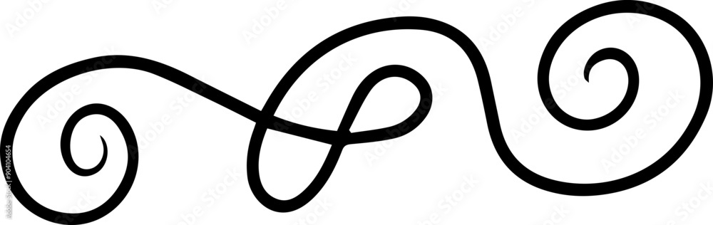 Poster abstract curly calligraphic line. scribble twist with black contour line.