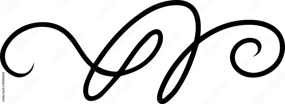 Poster abstract curly calligraphic line. scribble twist with black contour line.
