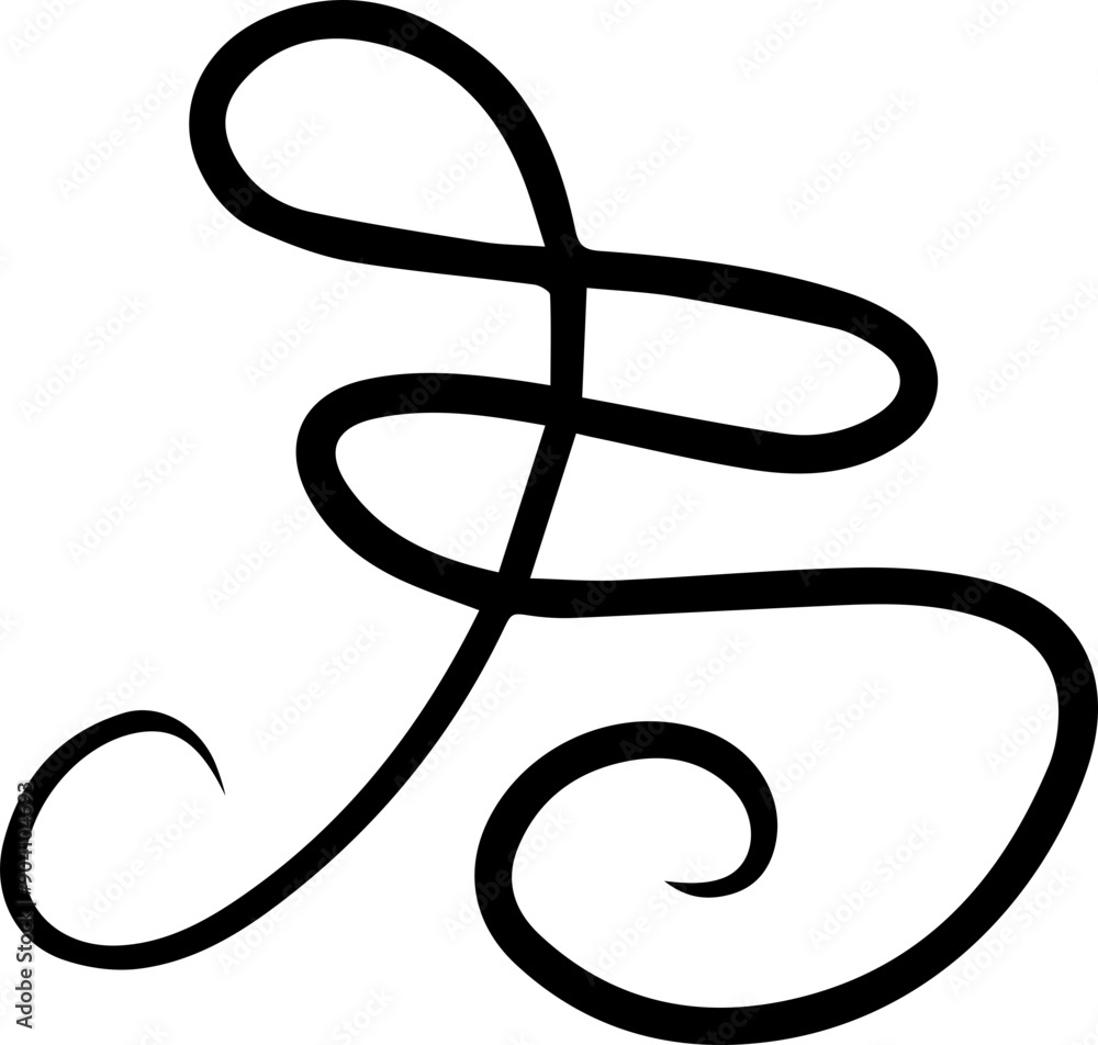 Aufkleber abstract curly calligraphic line. scribble twist with black contour line.