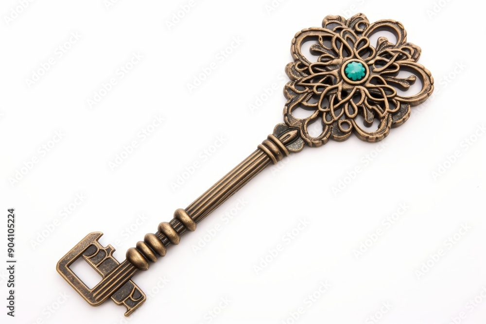 Poster single key isolated on white backdrop for easy identification and focus in visual searches