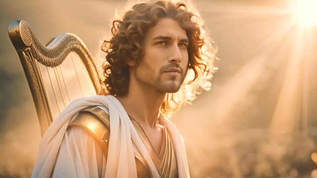 God Apollo with a harp, Greek mythology, Apollo