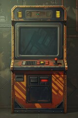 Retro screen television device from an alternative 80s mockup