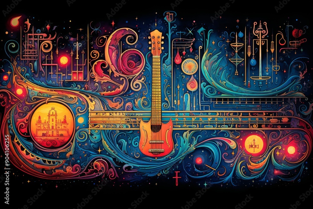 Poster abstract design filled with musical notes for creative projects and artistic expression