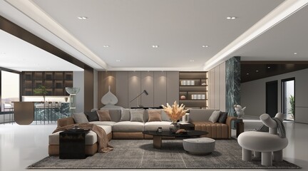 3d render modern living room