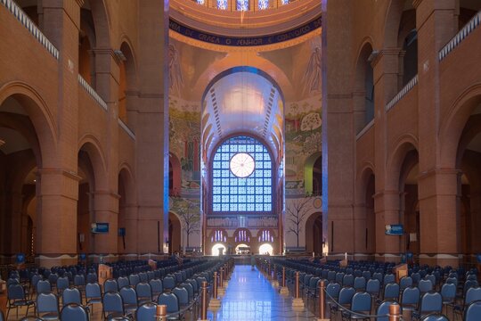 Aparecida do Norte city, Brasil. Indoor view of Cathedral Basilica of the National Shrine of Our Lady Aparecida.