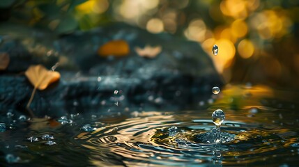 A drop of water that conveys a sense of peace and stability