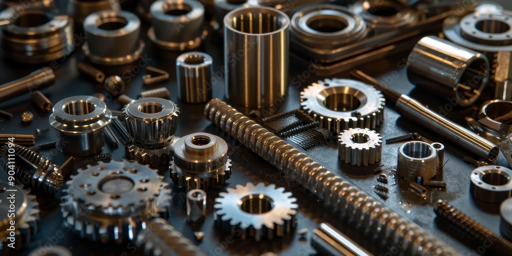 Poster precision engineering workshop crafting intricate mechanical parts