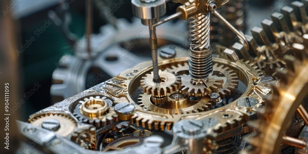 Poster precision engineering workshop crafting intricate mechanical parts