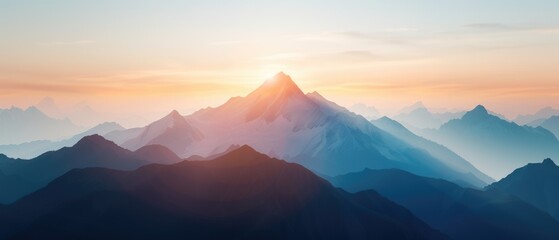 Obraz premium View example vibrant mount copy space theme realistic Silhouette mountain view
