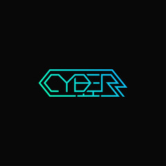 Cyber geometric text logo typography design.