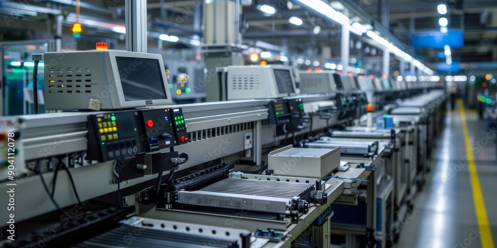 Poster Electronics factory testing and packaging consumer electronics