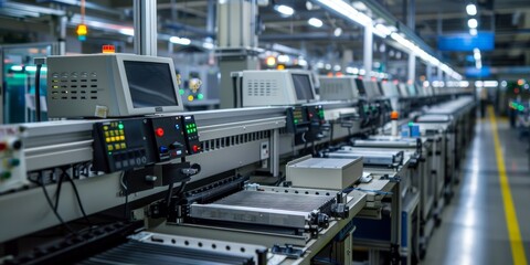 Fototapeta premium Electronics factory testing and packaging consumer electronics
