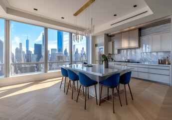 Modern kitchen interior of an apartment in New York