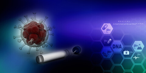 3d rendering Virus with virus blood test kit