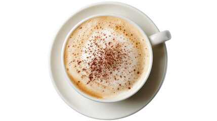 Cappuccino coffee latte art on transparent background