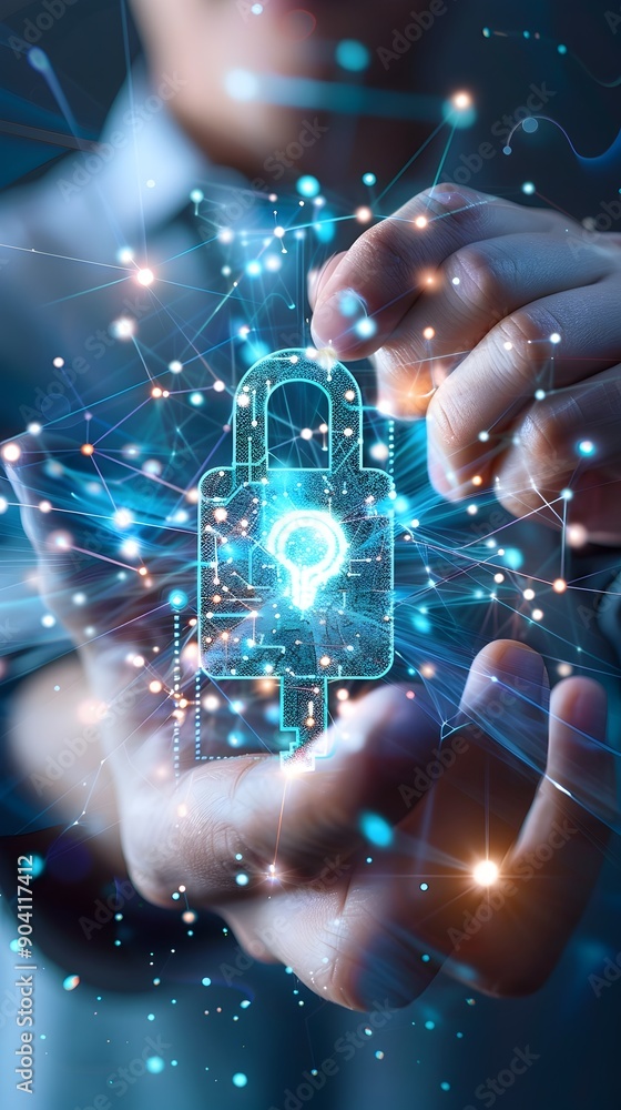 Poster secure data network protection concept.