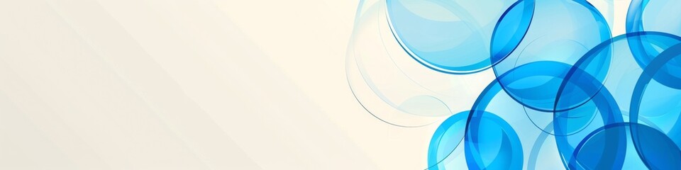 Blue Circles Abstract Background, LinkedIn cover, with copy space, AI Generated