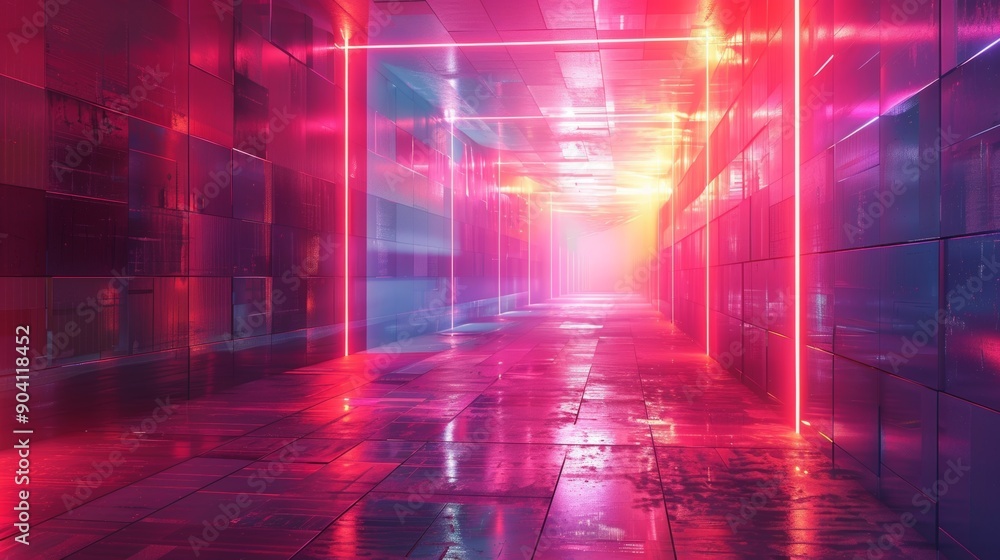 Aufkleber digital art transformations, glitch art wallpapers create digital portals on walls, transforming spa