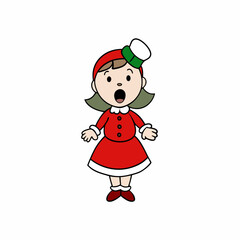 cartoon little girl singing in christmas vector illustration