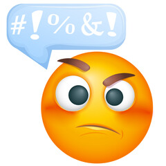 PrintThoughtful emoji with confused thoughts. Emoticon thinking on white background. Cute emoticon