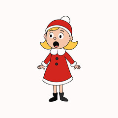 cartoon little girl singing in christmas vector illustration