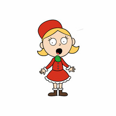 cartoon little girl singing in christmas vector illustration
