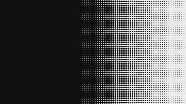 Halftone dots background - horizontal transition mask - 3D 4k animation (3840 x 2160 px)