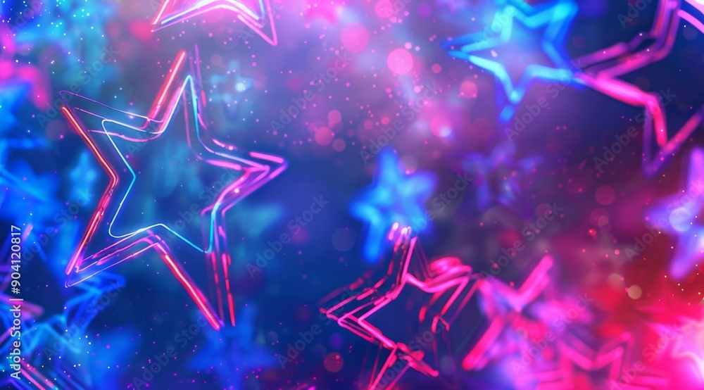 Poster a mesmerizing and enchanting display showcasing an array of colorful stars against a dreamy cosmic b