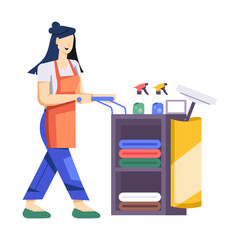 A flat character illustration of housekeeper 

