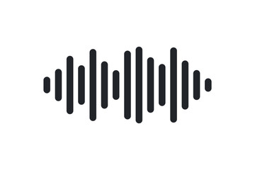 Fototapeta premium Simple sound wave lineal illustration with frequency. Black audio illustration on white background. Vector icon in flat style