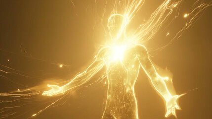 Luminous ethereal being radiating light, embodying spiritual and astral themes.