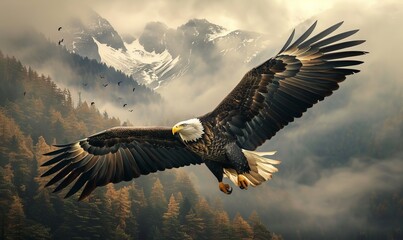 Fototapeta premium Majestic eagle in flight, powerful and free, capturing wild spirit