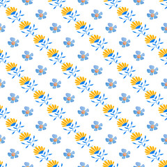 Flat design small flowers pattern design