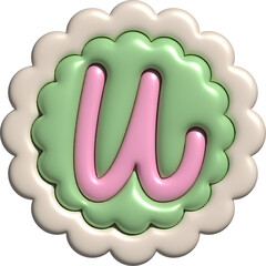 3D Cute Coquette Aesthetic Letter u