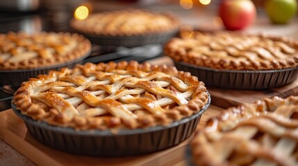 Indulge in these irresistible apple pies featuring scrumptious golden crusts, perfect for any festive gathering