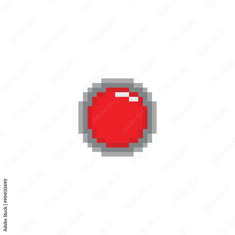 Poster pixel art red button start vector game 8 bit icon vector