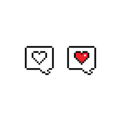 pixel art vector game 8 bit icon Pixel art Chat with heart vector game 8 bit love icon