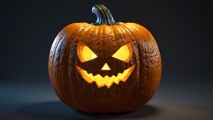 Halloween Night Decoration: Glowing Jack-O'-Lantern with Creepy Carved Face
